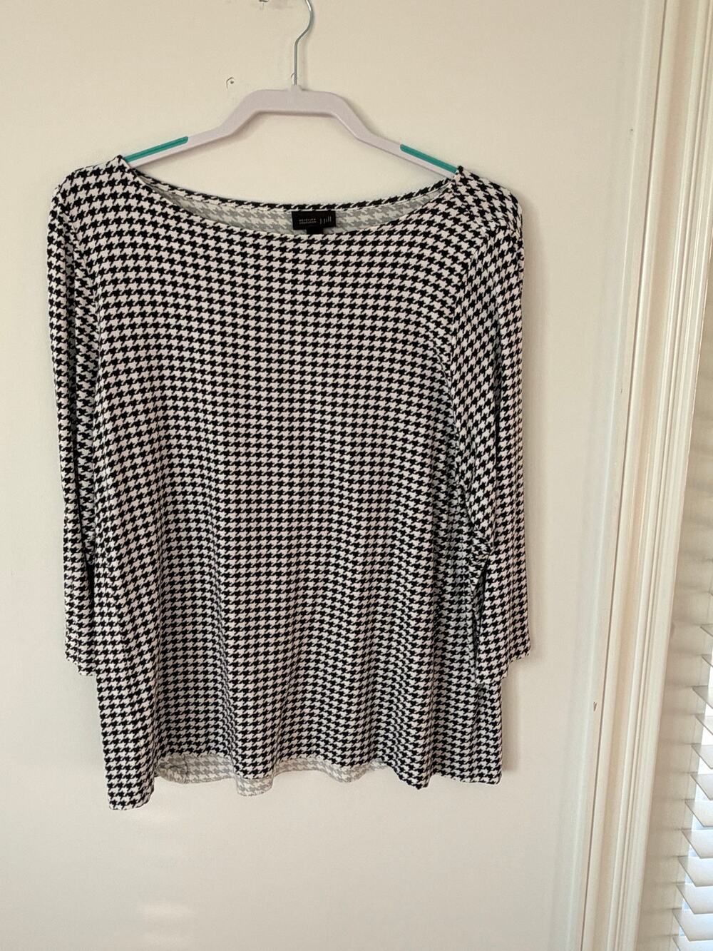 J. Jill Wearever Houndstooth Top | Size L | Black & White